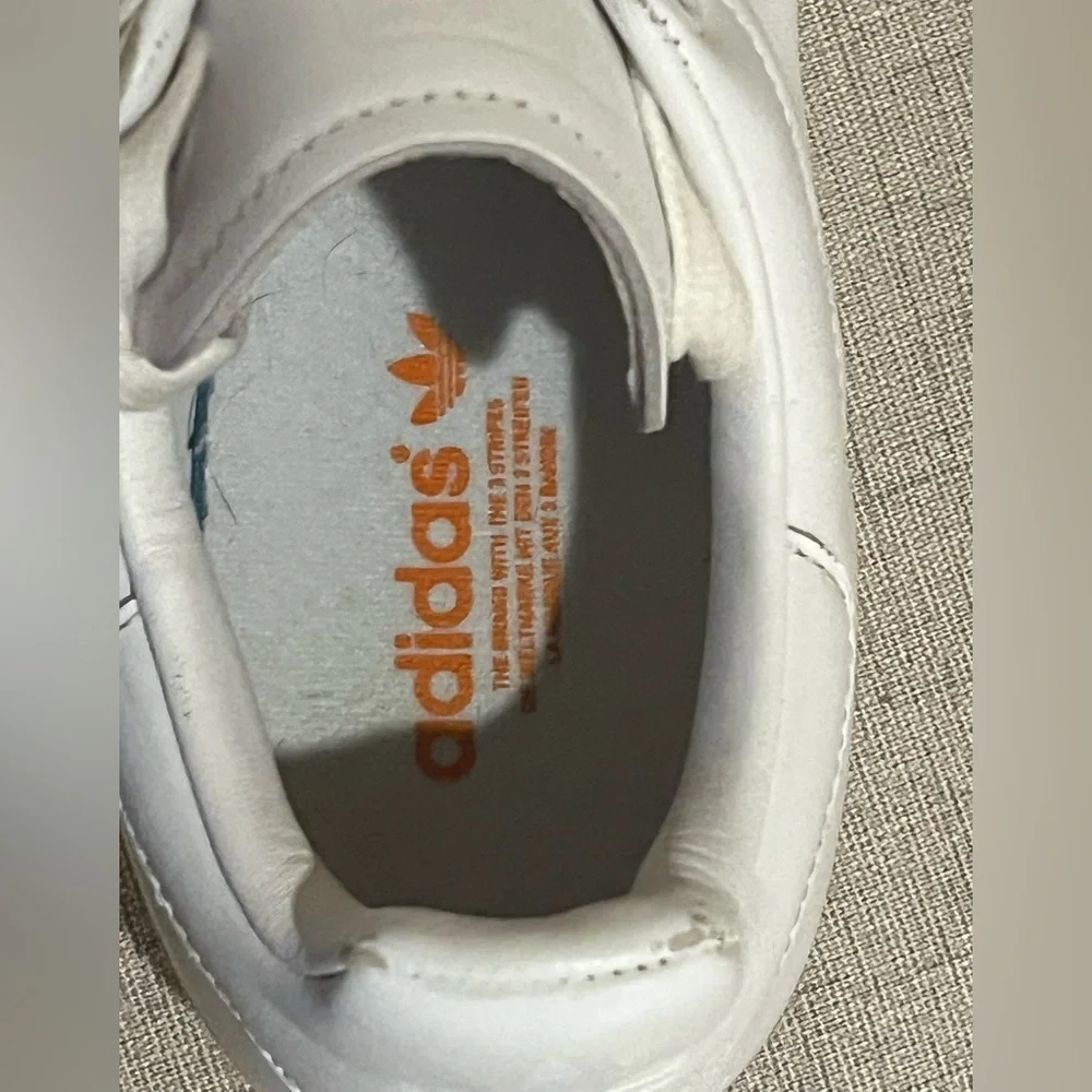Adidas Stan Smth New Bold White and Orange Sneakers, size 7